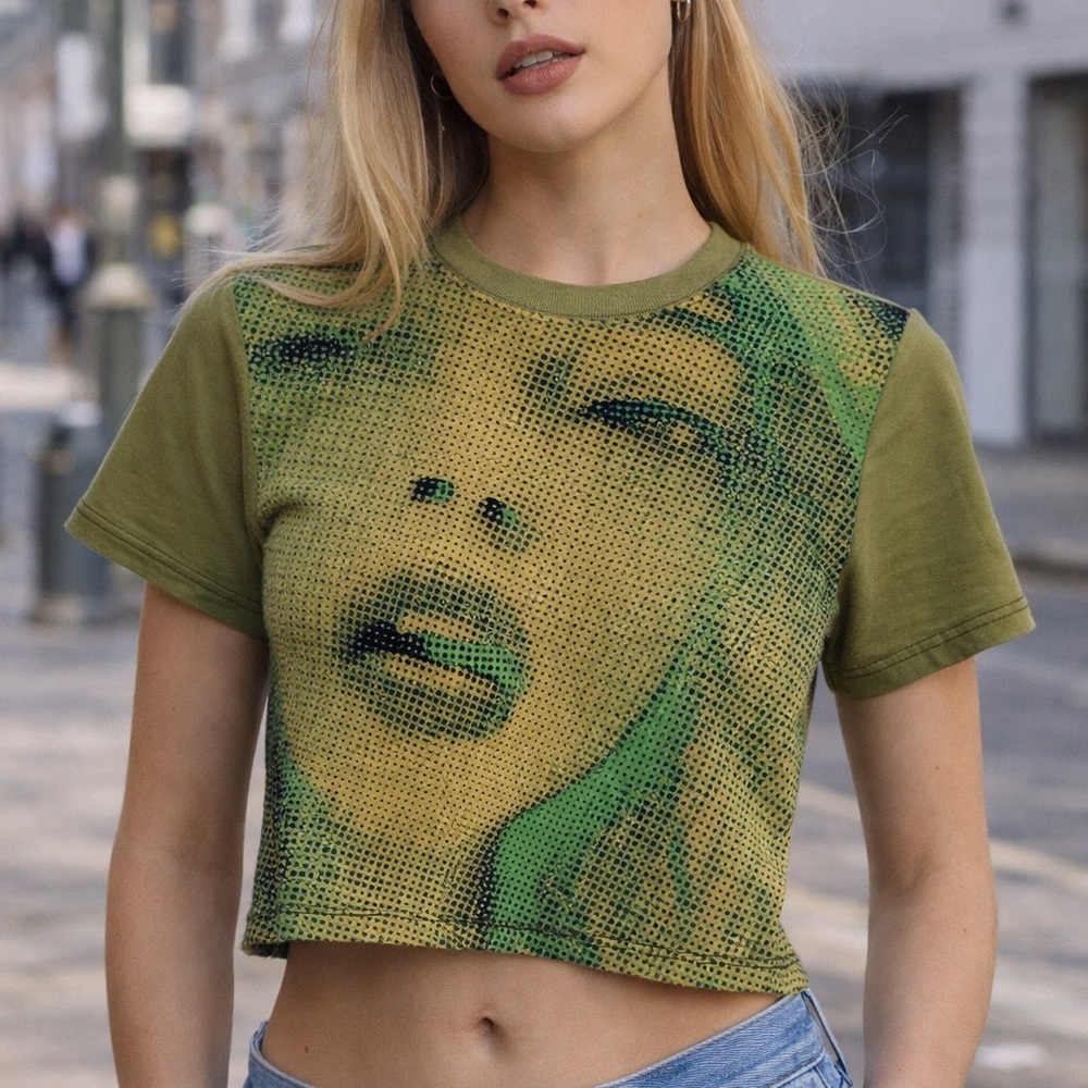 Urban Outfitters Face Graphic Crop Top